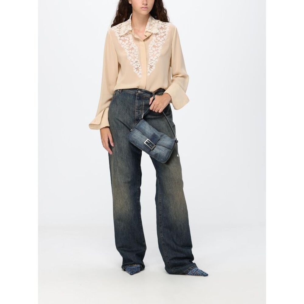 Fendi Women Fendi High-Waisted Wide-Leg Jeans In Worn-Effect Denim - Picture 2 of 3